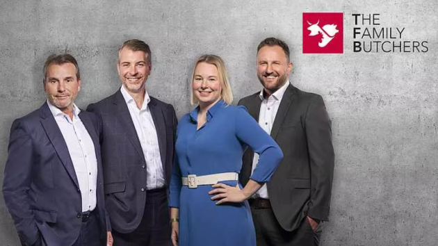 The Family Butchers besetzt Stelle des CCO neu - Roland Verdev (bisheriger CCO), Dr. Georg Hürth (CEO), Ines Nagelschmidt, CSO), Thorsten Heidemann (COO) - Quelle: the-family-butchers.com
